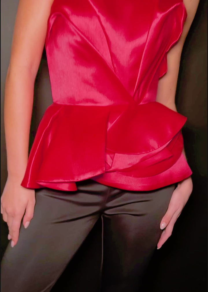 Strapless Mikado Jumpsuit with Scuba Pants