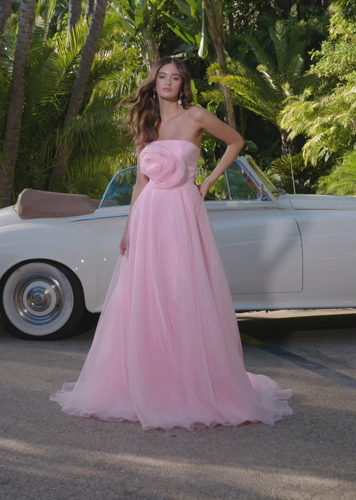 Organza Ball Gown with Flower Accent