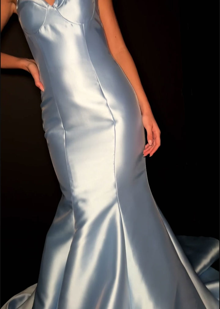Fitted Mikado Gown with Spaghetti Straps