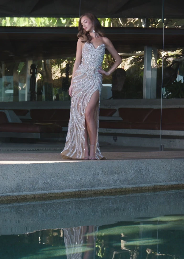 Pearl & Crystal Fully Beaded Gown