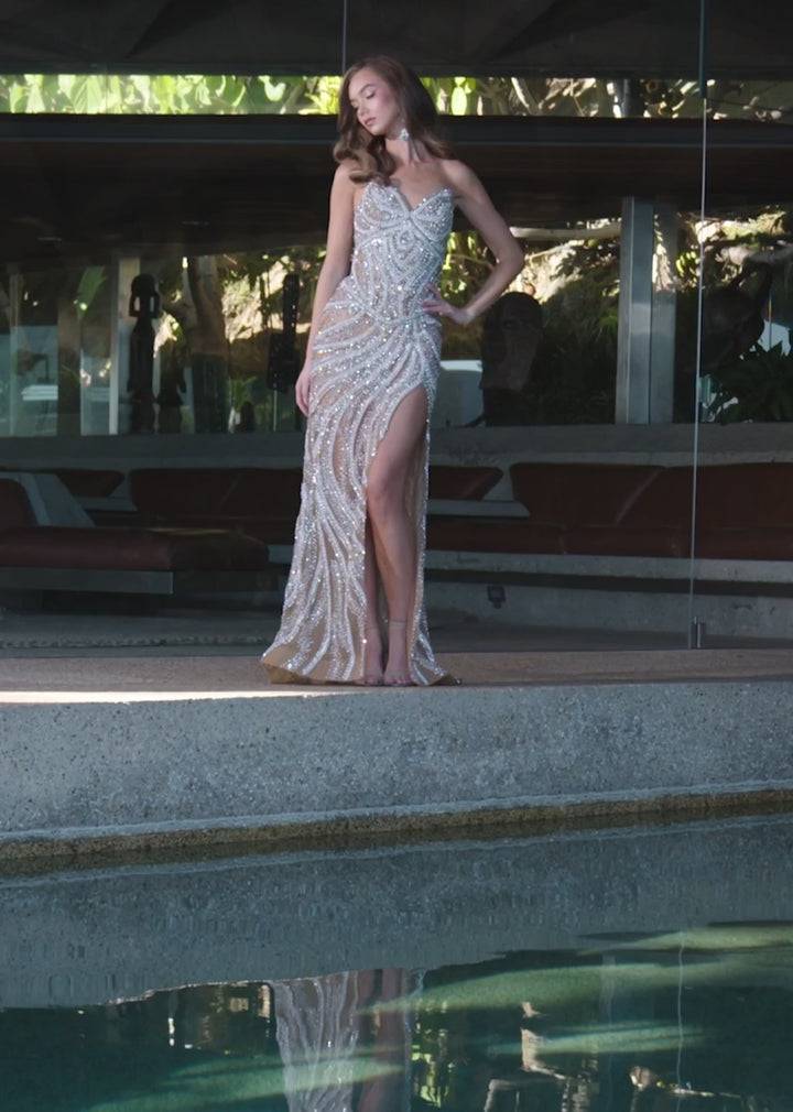 Pearl & Crystal Fully Beaded Gown
