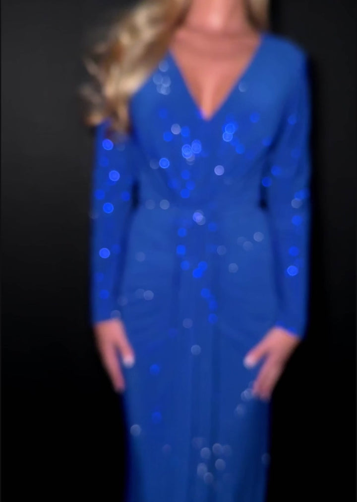 Long Sleeve Gown with V-Neckline