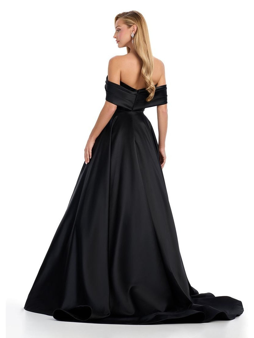 Mikado Ball Gown with Flower Accent