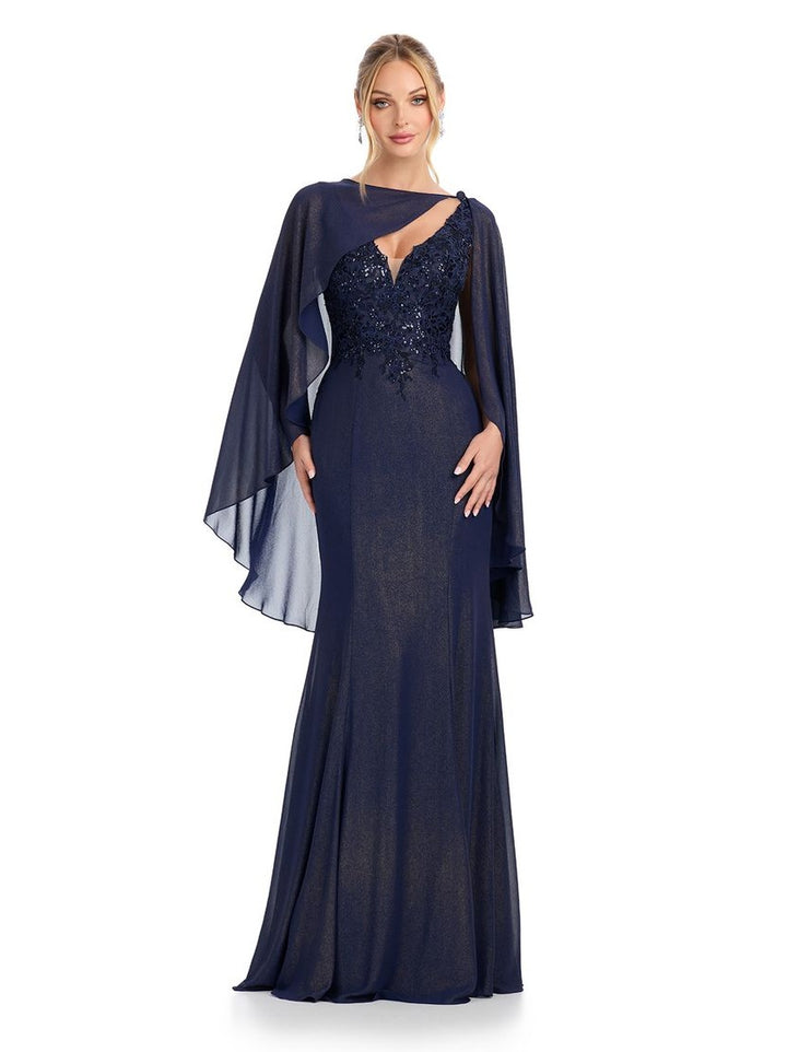 Chiffon Gown with Sheer Cape