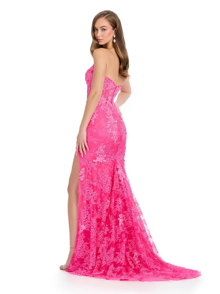 Strapless Gown with Embroidered Applique
