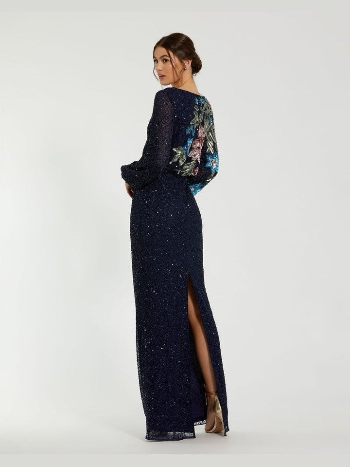 Embellished Floral High Neck Gown