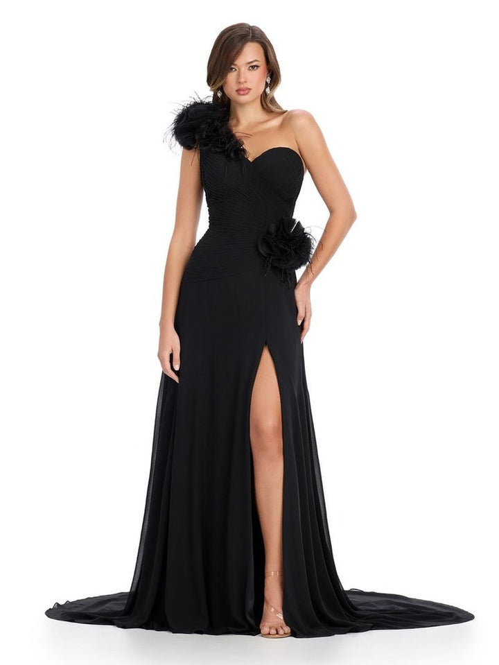 One Shoulder Chiffon Gown