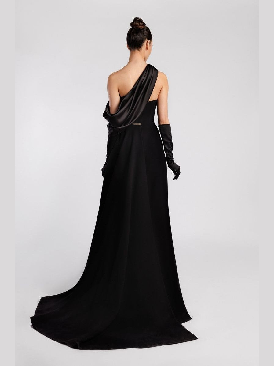 Sleeveless Evening Dress with Floral Embroidery and Side Slit