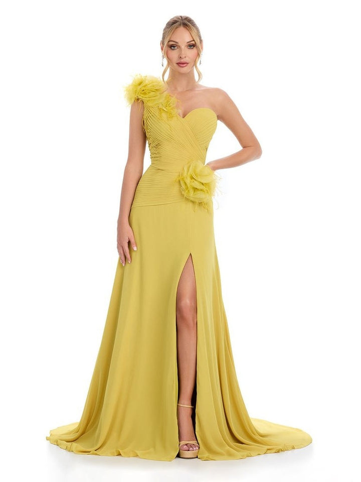 One Shoulder Chiffon Gown