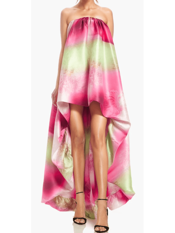 High Low Bubble Printed Dress