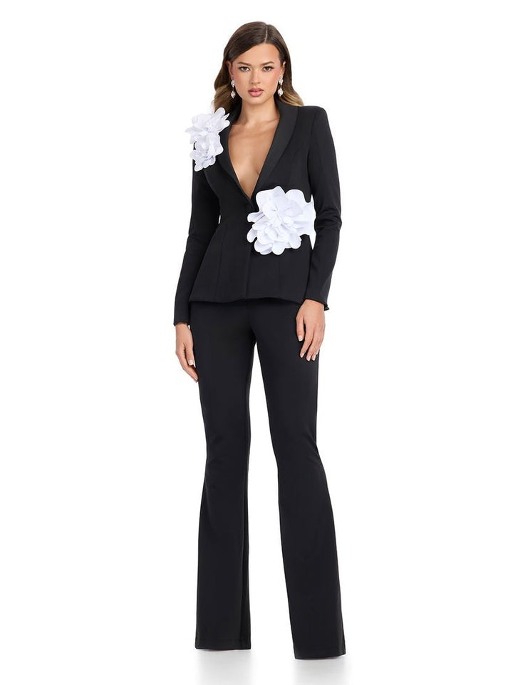 Two Piece Jumpsuit with 3D Flower Details