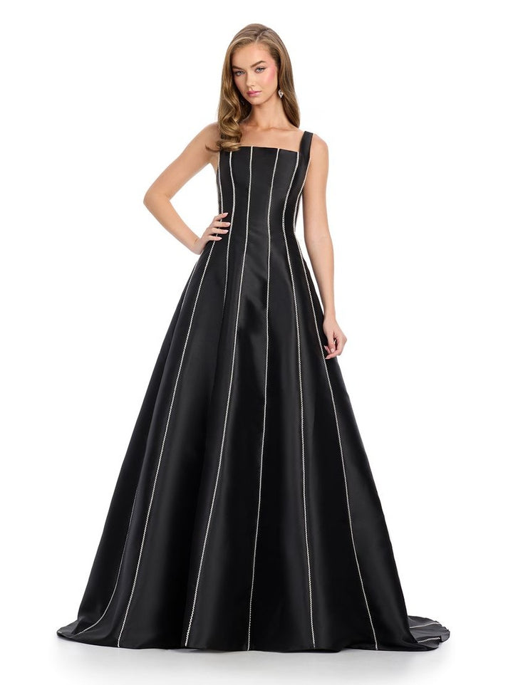 Mikado Ball Gown with Pearl Trim