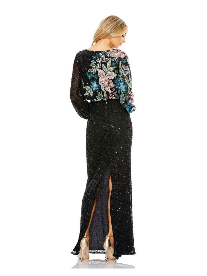 Embellished Floral High Neck Gown